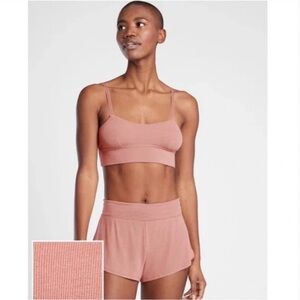 Athleta well rested Rib Sleep Bra Mauve Pink M soft comfy EUC
